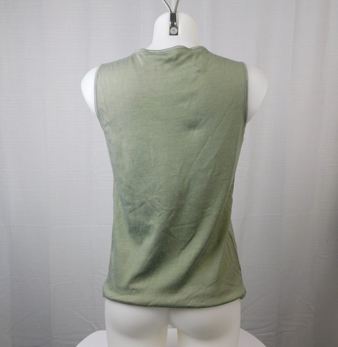 Cherokee Sleeveless Crew Neck Basic Cotton-Blend Tank - Olive, Medium #2537 - Picture 2 of 3