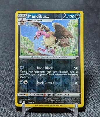 Mandibuzz Uncommon Reverse Holo Darkness Fusion Strike Pokemon TCG Card 173/264