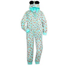 Mickey Holiday Treats One Piece Adult Large Pajamas Hooded W Ears Disney Parks
