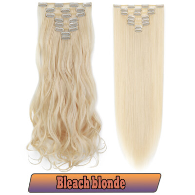 US 8 Pieces Clip In Hair Extensions Full Head Natural As Human Real Thick Wavy