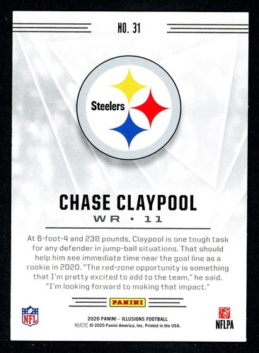 2020 Panini Illusions 31 Chase Claypool Rookie Steelers Football Card 