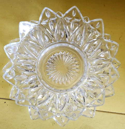 Vintage Federal Glass Pressed Glass Clear Petal Pattern 5 3/4" Bowl & Plate