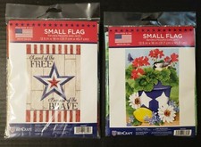 (LOT OF 2) WinCraft Patriotic Small Garden Flags 12.5"x18" NEW 100% Made in USA