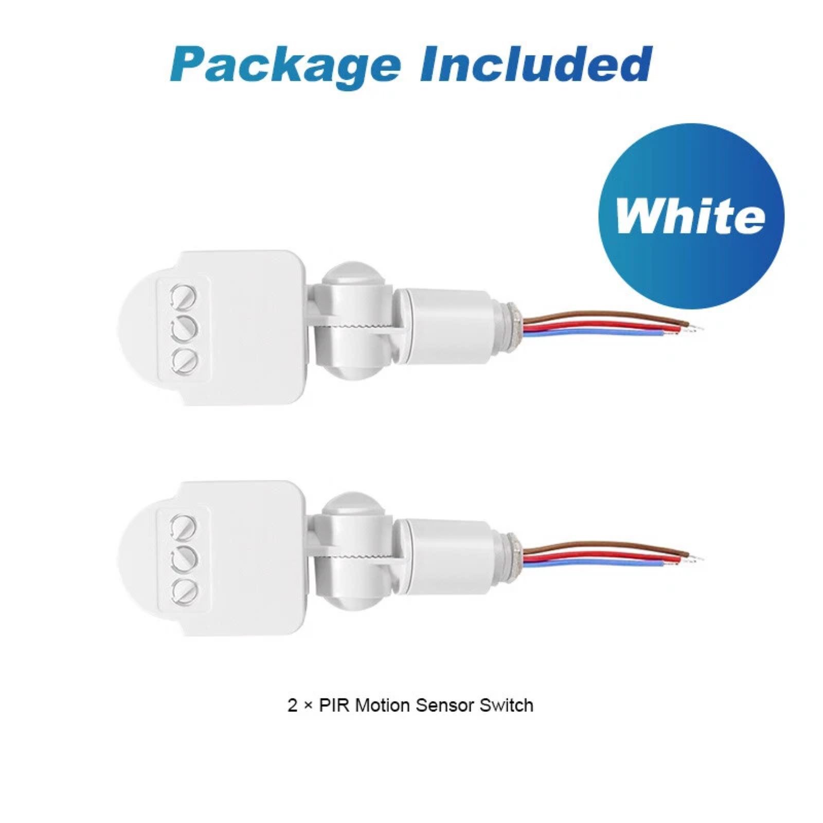 2pcs PIR Motion Sensor Switch Wall Light Switch Delay Time: 5s~8min (Adjustable)