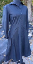 Talbots Women's Long Sleeve Button Down Shirt Dress With Pockets Size 4 Black