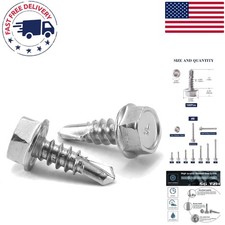 Corrosion-Resistant Self Tapping Screws - 100 PCS Hex Washer Head, 8 x 1/2  