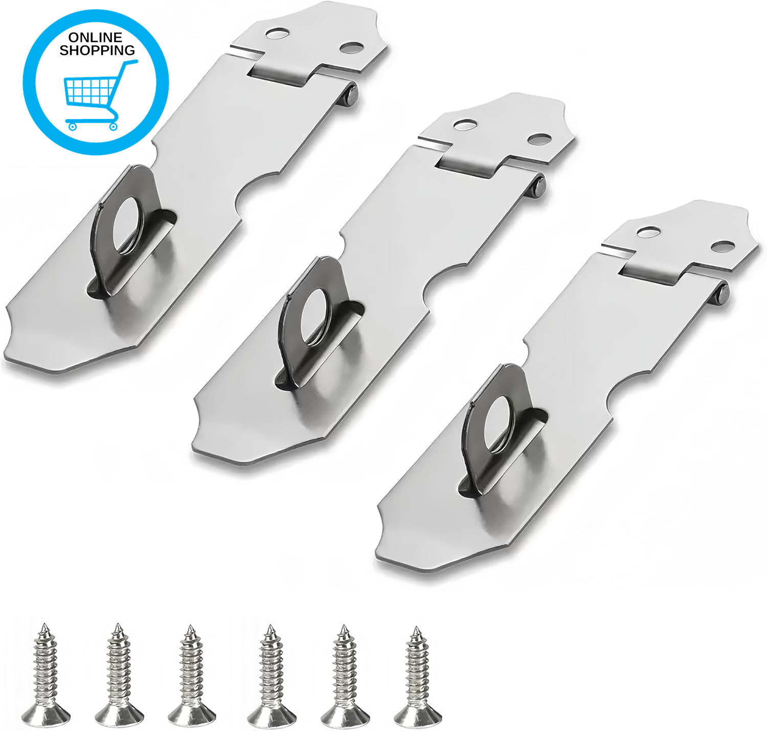 3-Pack Stainless Steel Padlock Hasp 2 Inch Door Latch Padlock Catch for Doors, W