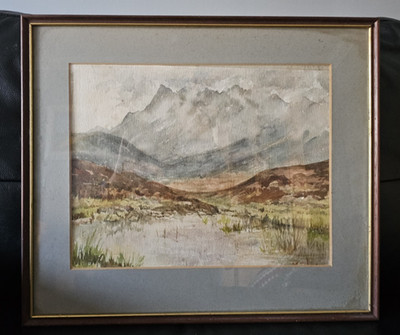 M. J. Lindsay  The Cuillins, Skye    Original schottisches Aquarell