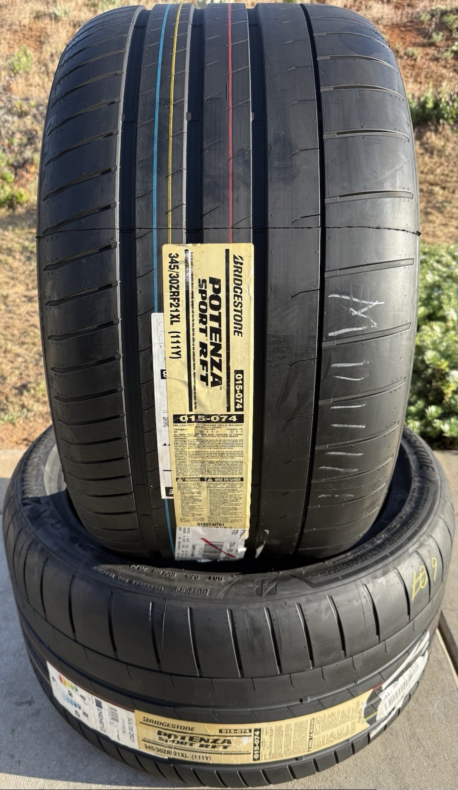 TWO BRAND NEW 345/30ZR21 111Y Bridgestone Potenza Sport RFT L Lamborghini Tires