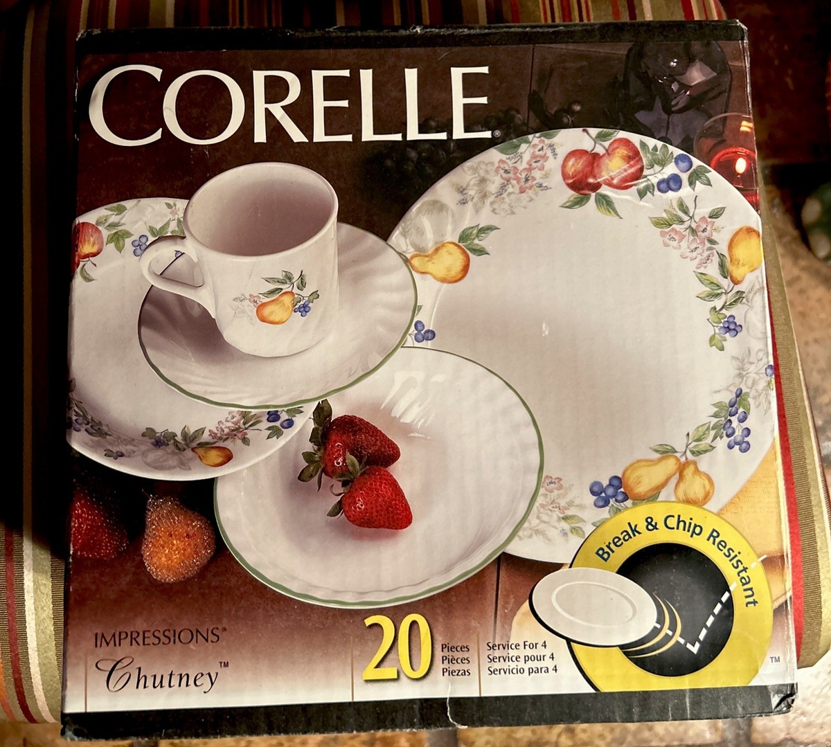 CORELLE CHUTNEY 20 PIECE DINNERWARE SET VINTAGE IMPRESSIONS NEW N