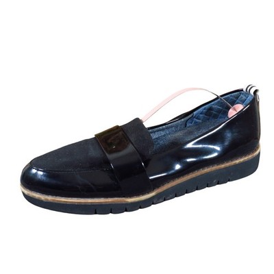 Dr. Scholl's Imagined Womens Platform Loafer Size 8M Work Travel Black Patent