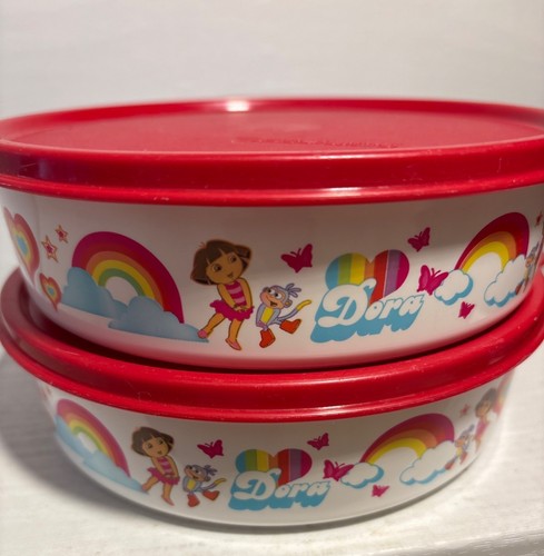 Tupperware Dora The Explorer Containers & Lids Snack Bowls 500ml Round Set of 2 - Picture 3 of 12