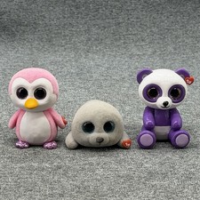 Ty Mini Boos Felted Figure 3pc Lot Boom Boom Panda Ice Cube Penguin Squirt Seal