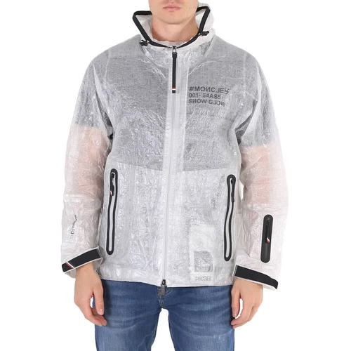 Moncler Giacca da Pioggia Uomo Bianca Day Namic Stropicciata Shell con Cappuccio
