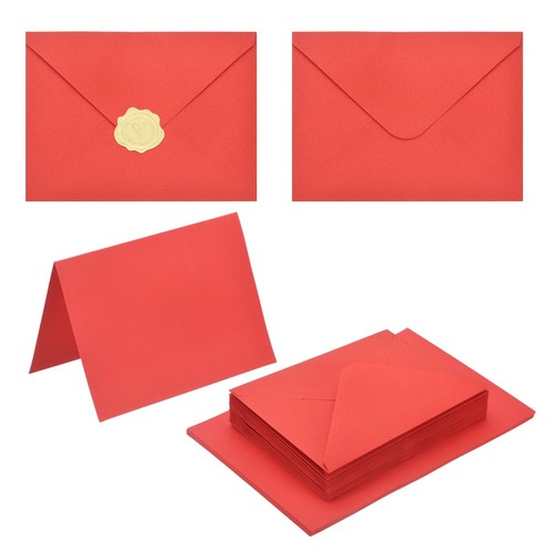 50Pack Red 5x7 Envelopes, A7 Envelopes with Cards Stickers 679209307809 ...