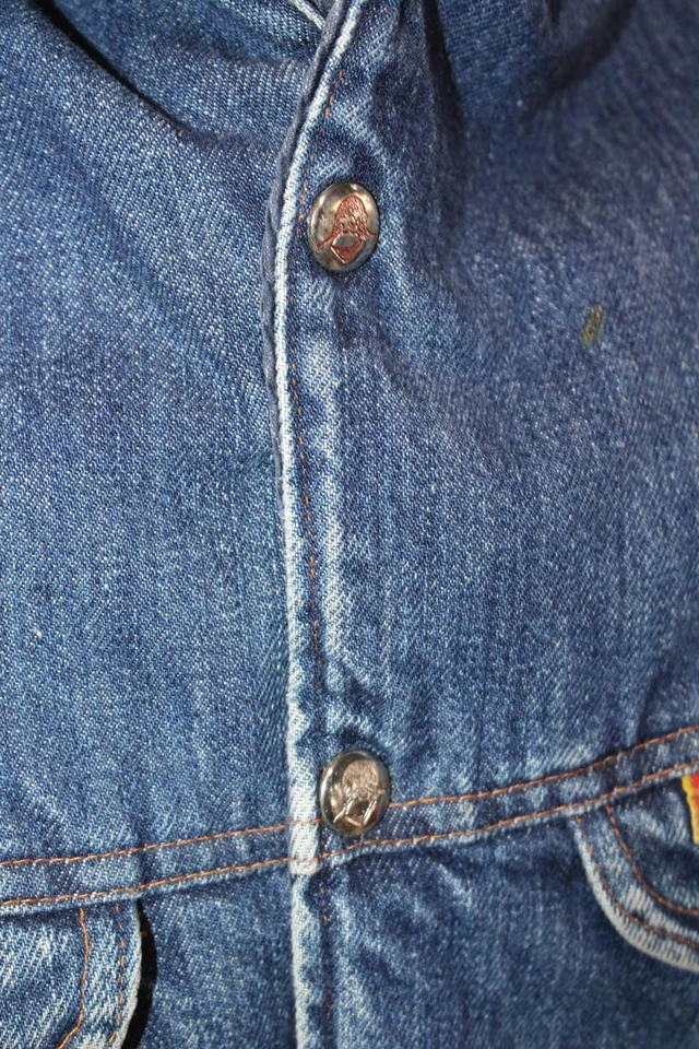 Chaqueta de Diseñador Para Hombre Azul Oscuro Denim Cuello Botón Manga Larga Años 90 Talla 38 Foto 4 de 4