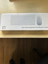 KM901 Mini Wired Keyboard and Mouse Combo White USB English QWERTY Layout