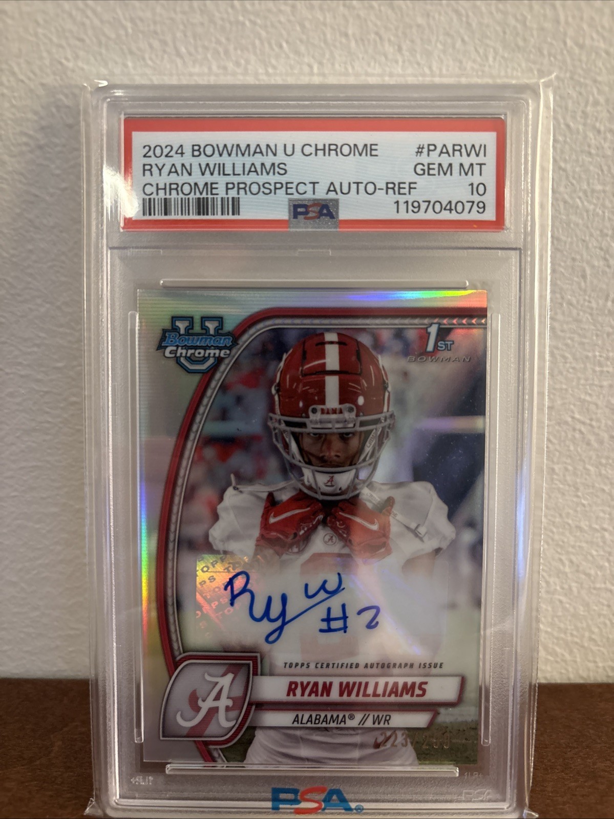 2024 Bowman U Chrome Ryan Williams 1st Bowman Auto Refractor /299 PSA 10