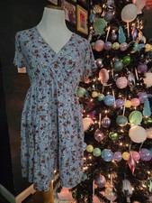 Blue floral mini dress wrap style