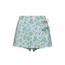 Zara Linen Cotton Blend Ditsy Floral Print Skort Mini Bows Size XS Bloggers Fave