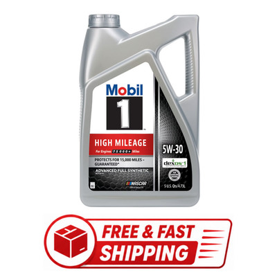 Mobil 1 High Mileage Full Synthetic Motor Oil 5W-30, 5 Quart