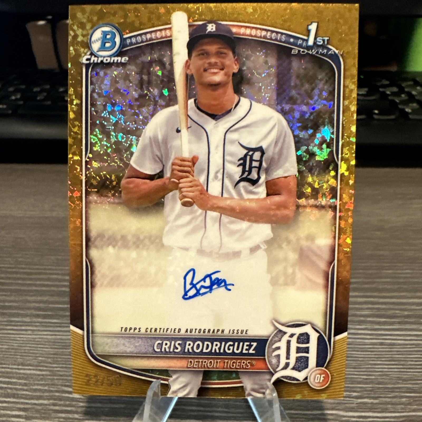 2025 Bowman Chrome Cris Rodriguez 1st Auto Gold Mini Diamonds /50 🔥