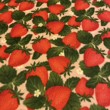 Strawberries Joann Fabrics Anti-Pill Fleece Remnant 58” W x 30.5” L