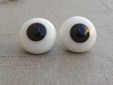Vintage IMSCO Hand Blown Glass Doll Eyes Brown 28mm