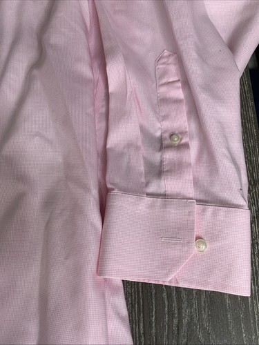 Stafford Shirt Mens 20 38-39 Pink Executive Non-Iron Cotton Checkered Oxford - 第 2/5 張圖片