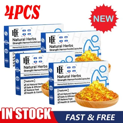 4 Boxen Natürliche Kräuterstärke Hämorrhoiden Kapseln Linderung Juckreiz Brennen Schmerzen