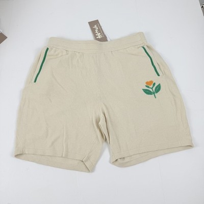 All Good Things Are Welcome Here French Terry Cotton Tennis Shorts Cream-Medium