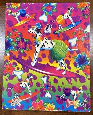 Vintage Lisa Frank Aloha Surfing Dalmatian Dog Folder for Binder Stuart Hall