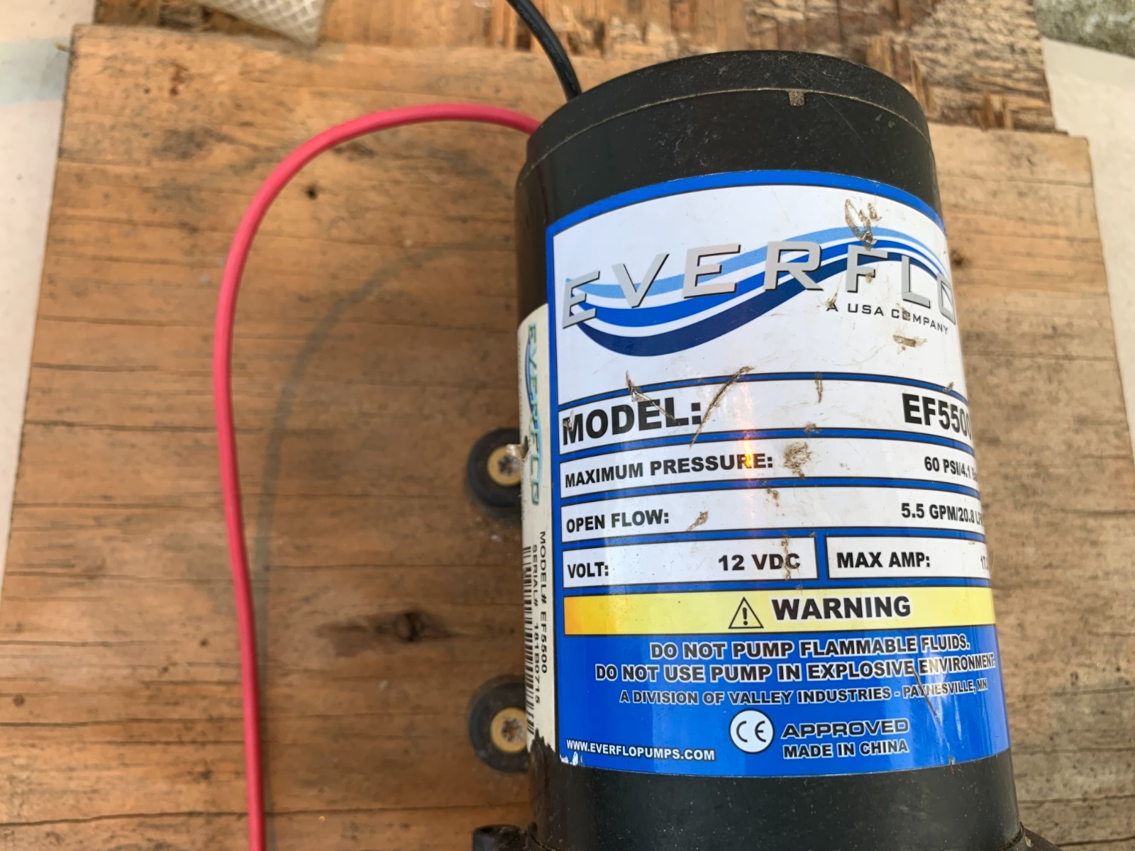 Everflo EF5500 Diaphragm Pump 60 Psi/4.1 Bar 5.5 Gpm 12 Volt VDC 17 Amp