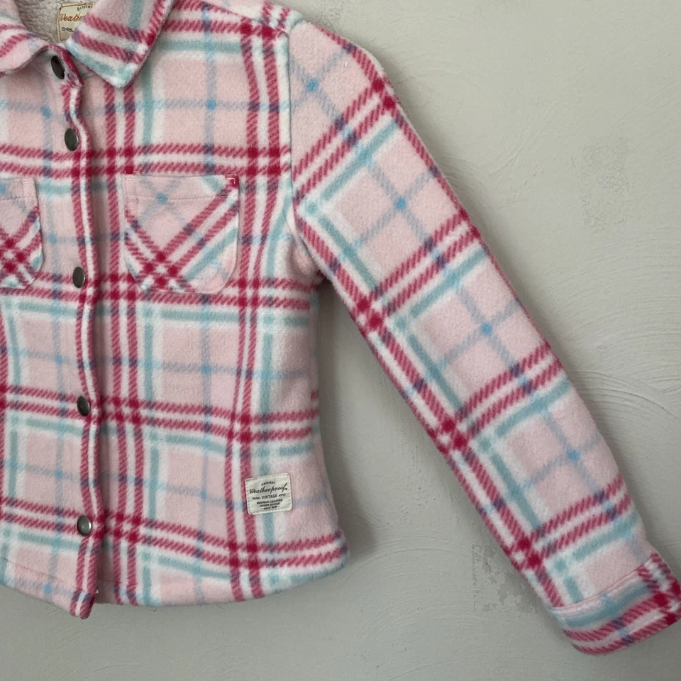 Weatherproof Vintage Girls XS 5/6 Fleece Lined Button Up Shirt Pink Shacket - Image 3 of 4