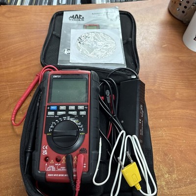Mac Tools EM721 Digital Multimeter W/Original Case, Leads-AC/DC Prop