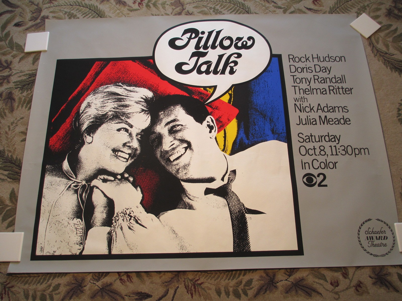 WCBS TV NYC movie poster 1960s PILLOW TALK Doris Day Rock Hudson Award Theater 3