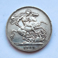 1900 Victoria Crown Silver Coin - British 0.925 Sterling Silver LXIV