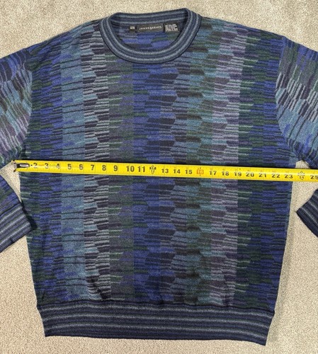 JHANE BARNES Wool Blend Lightweight Sweater-Geometric Colorful-Men’s XL-90’s - Picture 5 of 7