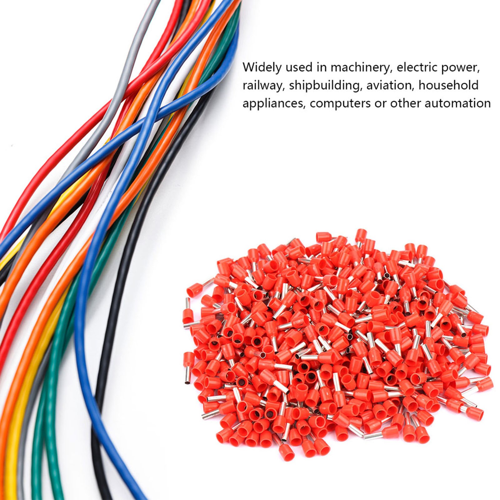 500pcs/set E2508 Cold Pressed Terminal Tubes Insulated Terminals Cable
