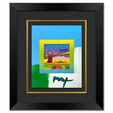 Peter Max, "Two Sages with Stars" Framed One-of-a-Kind Acrylic Mixed Media, Hand