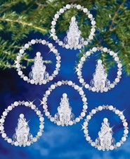 Beaded Ornament KIT CHRST Tree Small, Christmas Wreath Makes 12