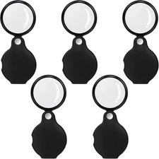 5PCS 10X Pocket Magnifying Glass Small Magnifying Glass with Black Rotating Prot