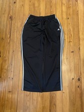 Vintage Adidas Mens Y2K 2014 Black Baggy Three Striped Logo Sweatpants Size 2XL