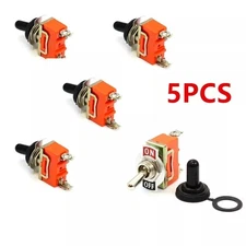 5x 12V SPST Solid Metal Toggle Switch ON/OFF Single Pole for Marine Automotive