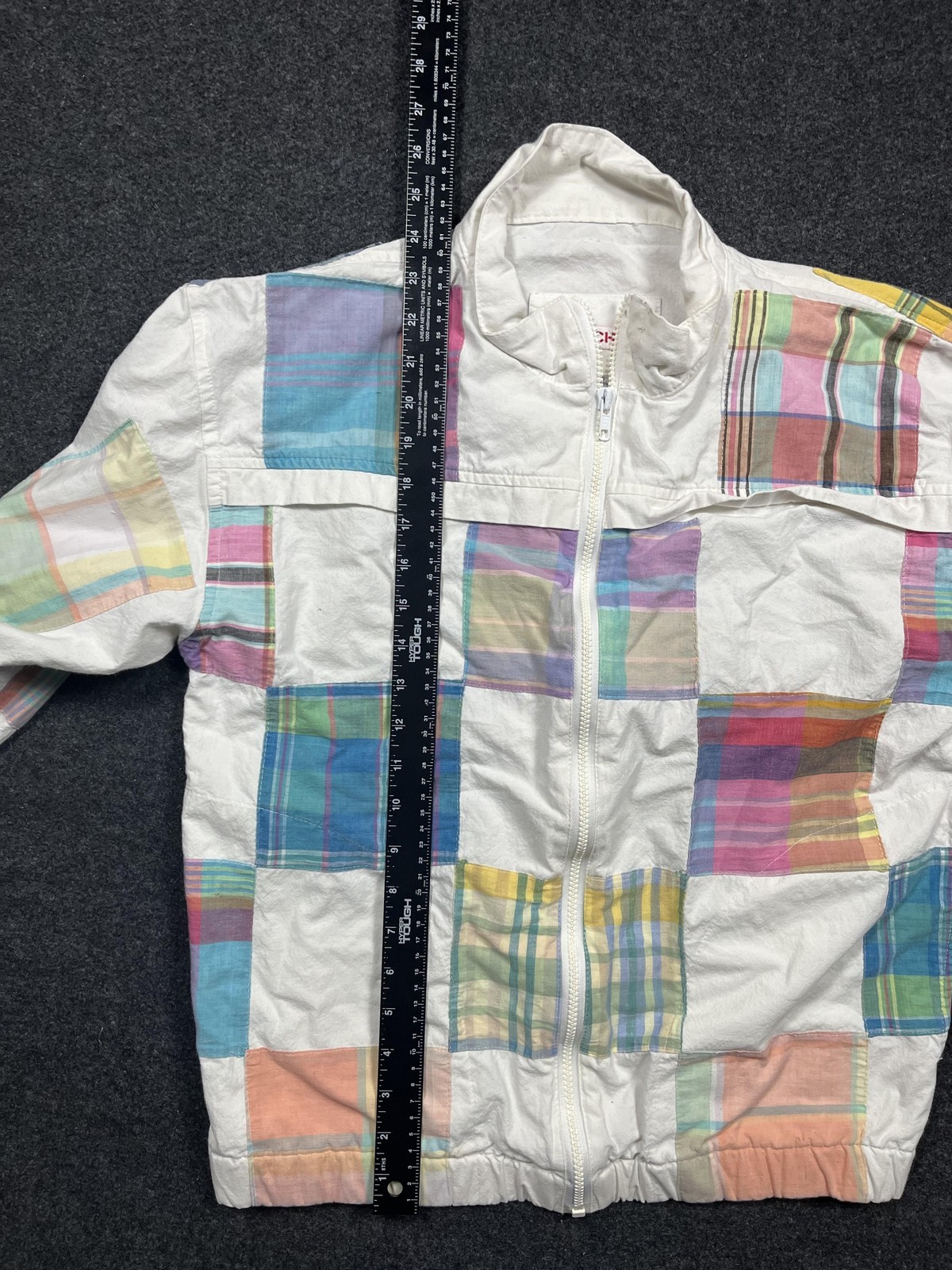 PATCHIT Jacket Mens Small Multicolor Plaid Patchw… - image 7