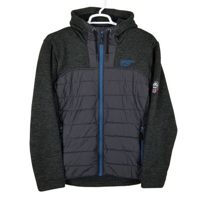 Scandinavian Explorer Hybrid Jacket Mens XXL Gray Quilted Knit Hooded Full Zip