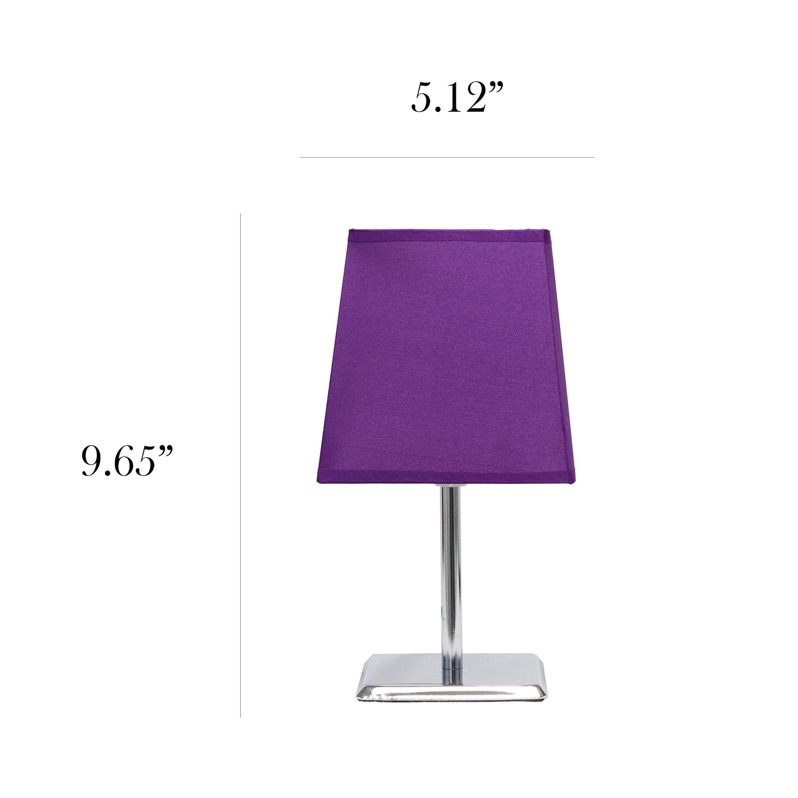LT2062-PRP Mini Chrome Squared Empire Fabric Shade Table Lamp, Purple