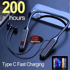 Wireless Earphones 5.3 Neckband Headphones Gaming LED Display Stereo Sports Head