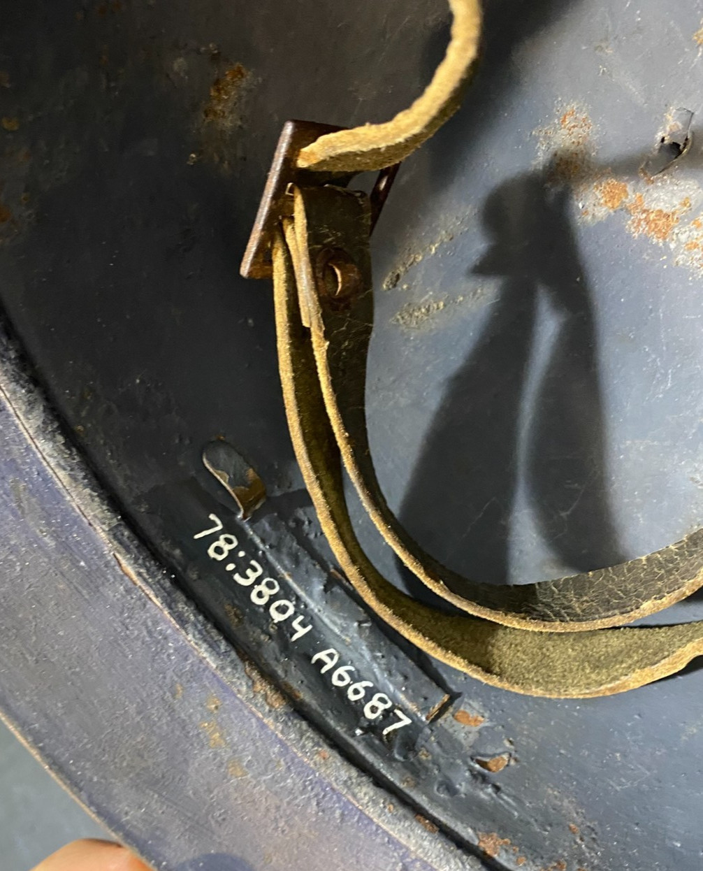 antique WW1 helmet - probably Swiss or French or Adrian 1915ish - metal infantry