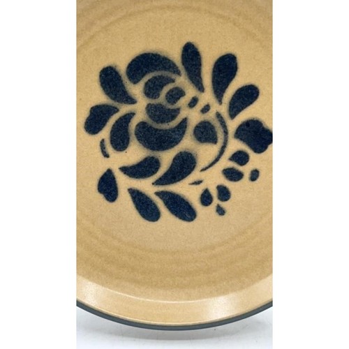VTG Pfaltzgraff Folk Art 5‑Pc Place Setting Blue Floral (1977)Tan USA Stoneware - Picture 10 of 23